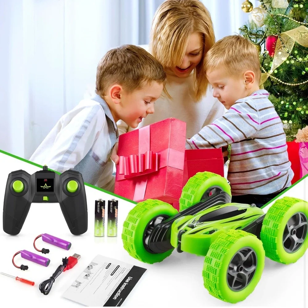 R/C 2.4oz extreme 360 tumbling&spinning double sideroll stunt car6” x6” x3”